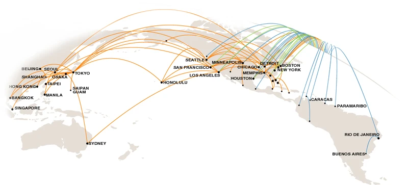 KLM/NWA 航空路線図